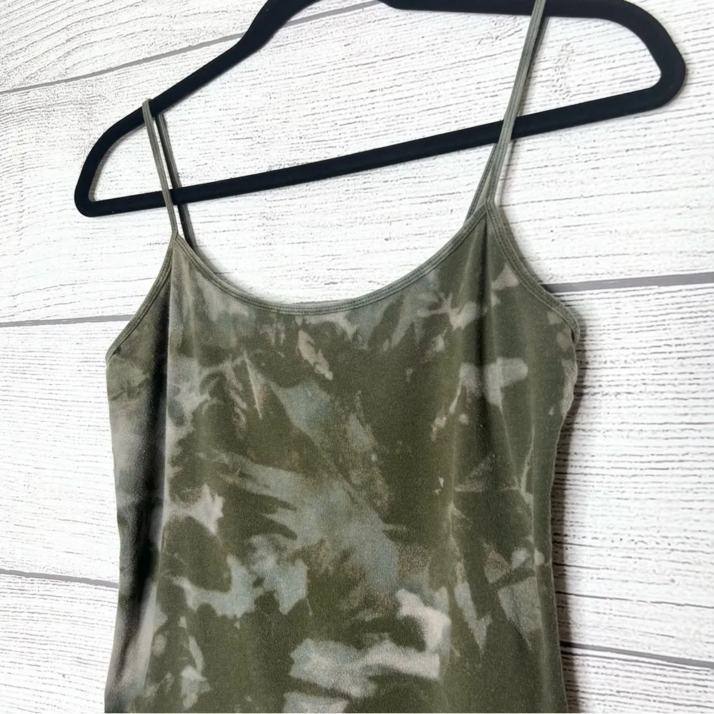 Hand Dyed Green Camouflage Bleach Tie Dye Camisole Tank Top Size Large - Image 2