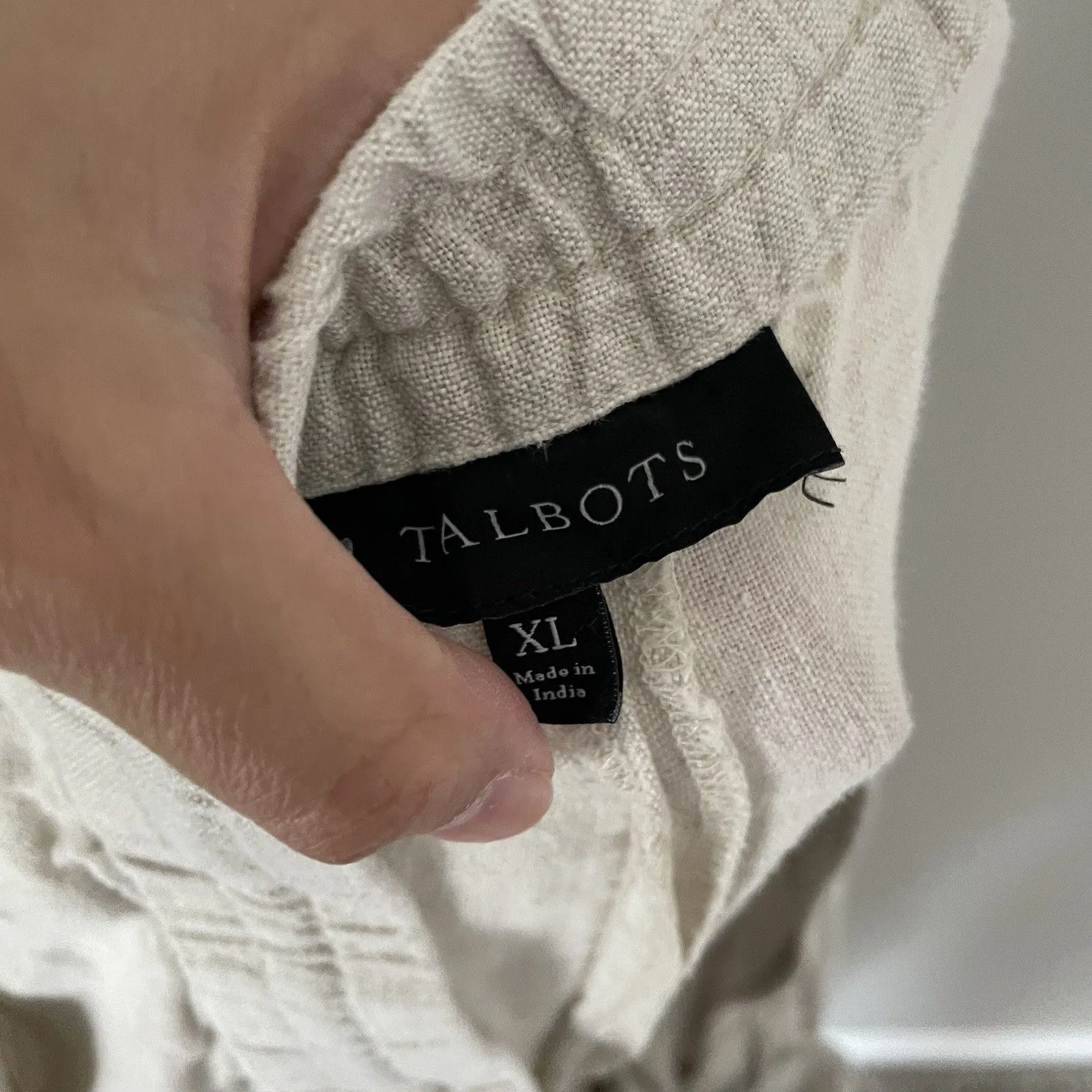 Talbots Size XL Ivory Wide Leg Drawstring 100% Linen Pants - Image 4