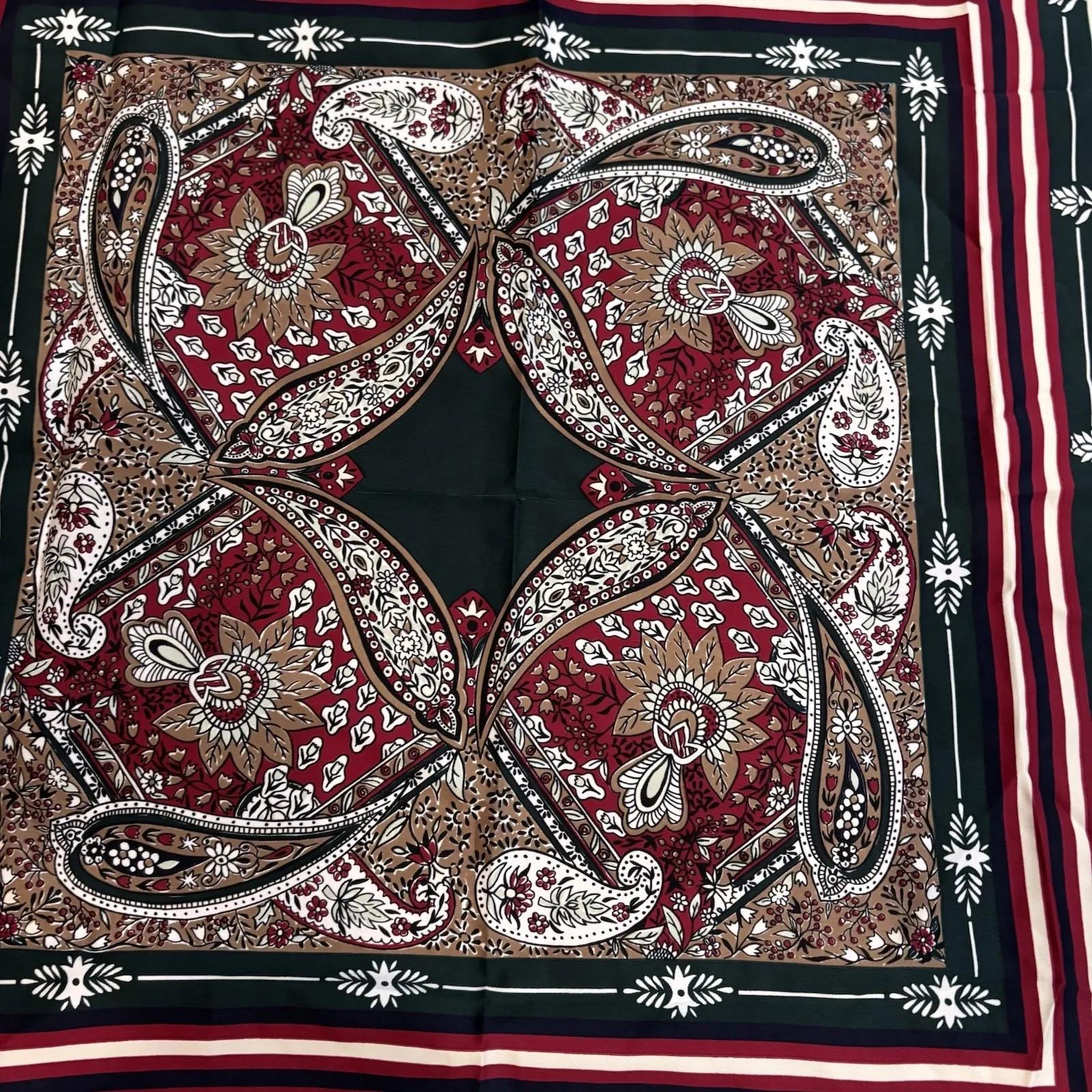 Vintage Girl Scouts Striped Paisley Neck Scarf Bandana USA 31 x 32 Polyester - Image 3