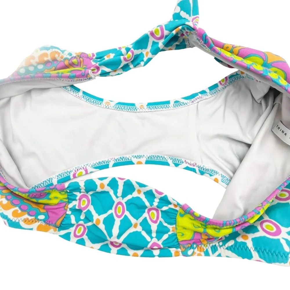 Trina Turk Venice Beach Twist Bandeau Bikini 2-Piece in Turquoise Combo Size 10 - Image 14