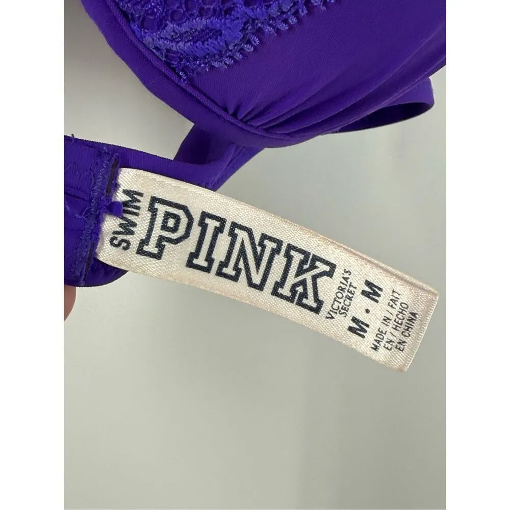 Vintage PINK 2012 purple Lace padded swim top size medium - Image 3