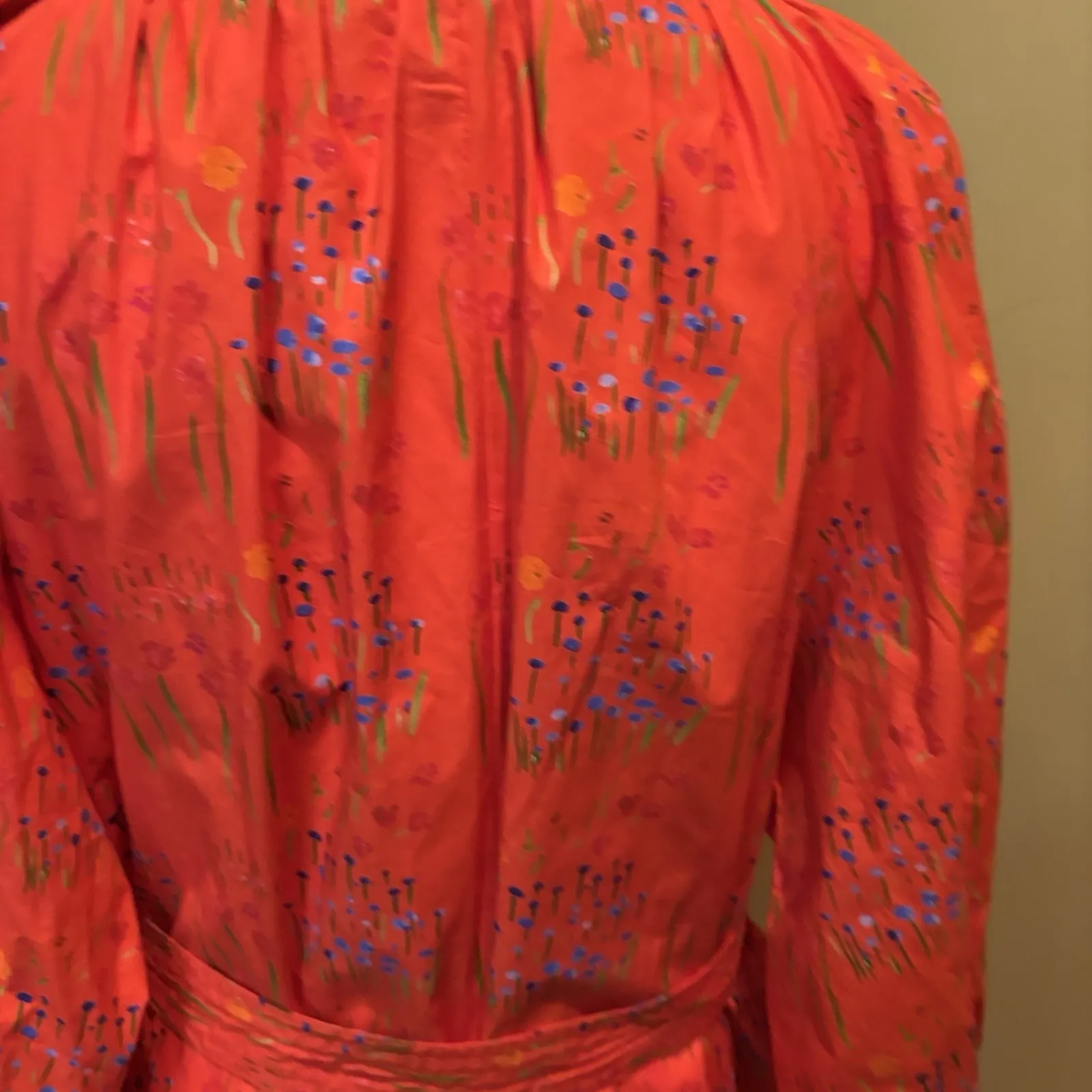 Brittany Fuson Orange Floral Maxi Dress Size Small Cotton‎ Tie Waist Pockets - Image 4