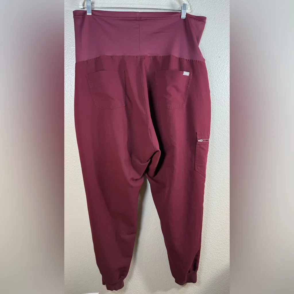 Figs Women's Maroon Maternity Joggers SZ:XXL - Image 2