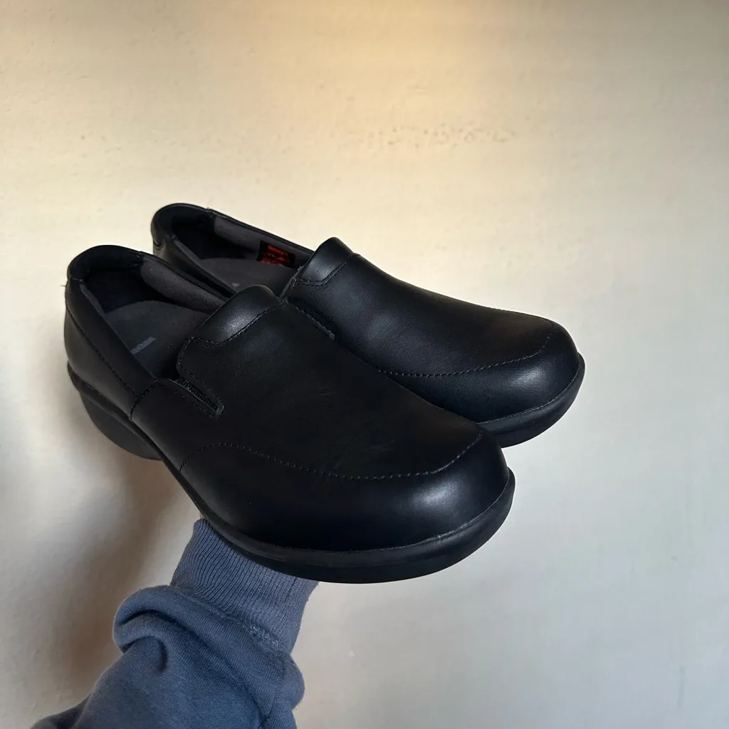 Worx‎ Womens Black Leather Slip On Work Comfort Slip Resistant Shoes Sz 9.5 M - Image 4