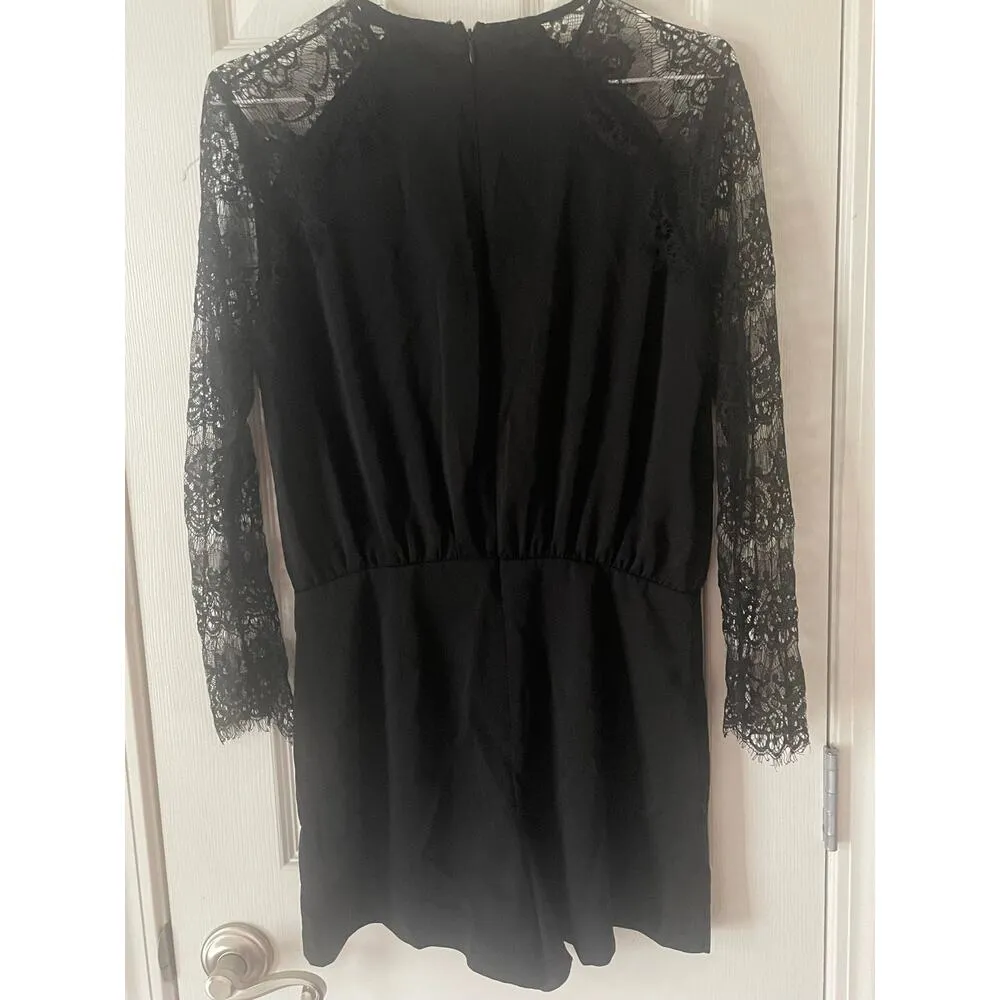 Versatile Lace Long Sleeve Short Romper, size Small, $42, B66 Black - Image 5