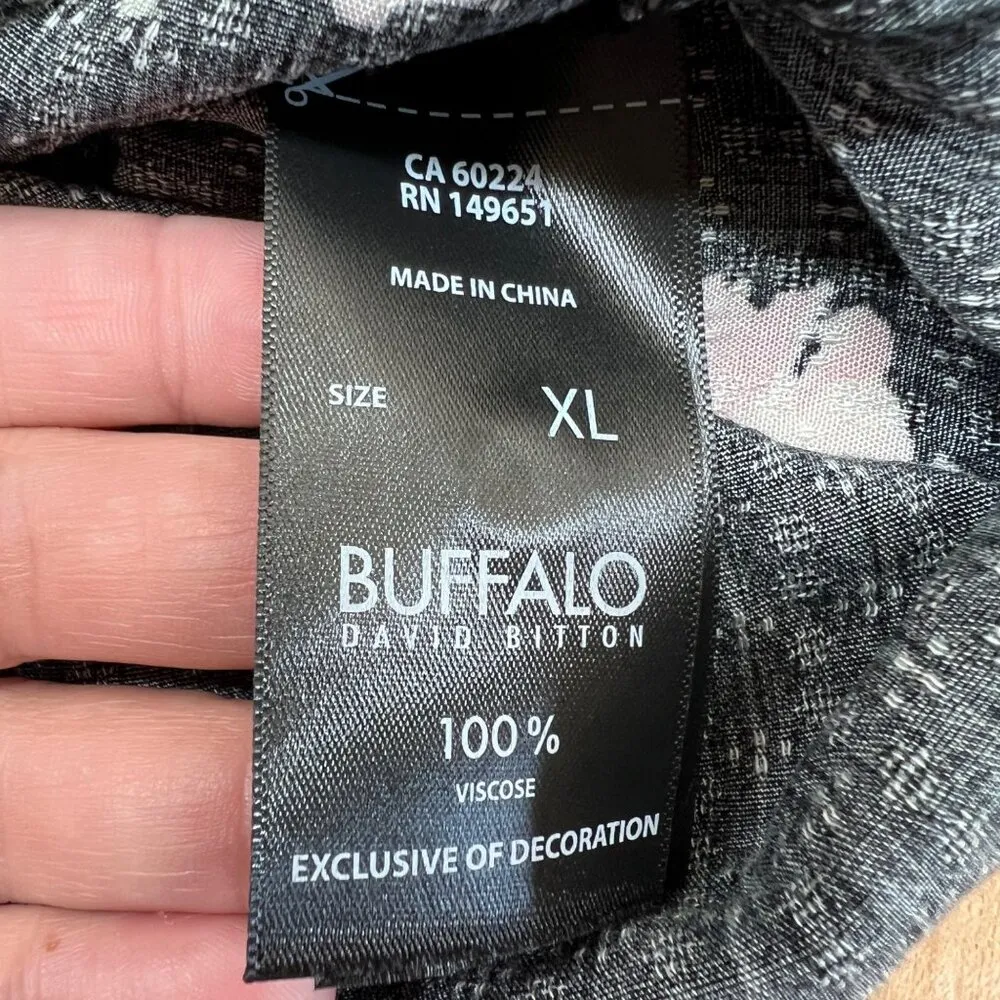 Buffalo David Bitton Floral Short Sleeve Blouse Black Pink Lightweight Size XL - Image 10