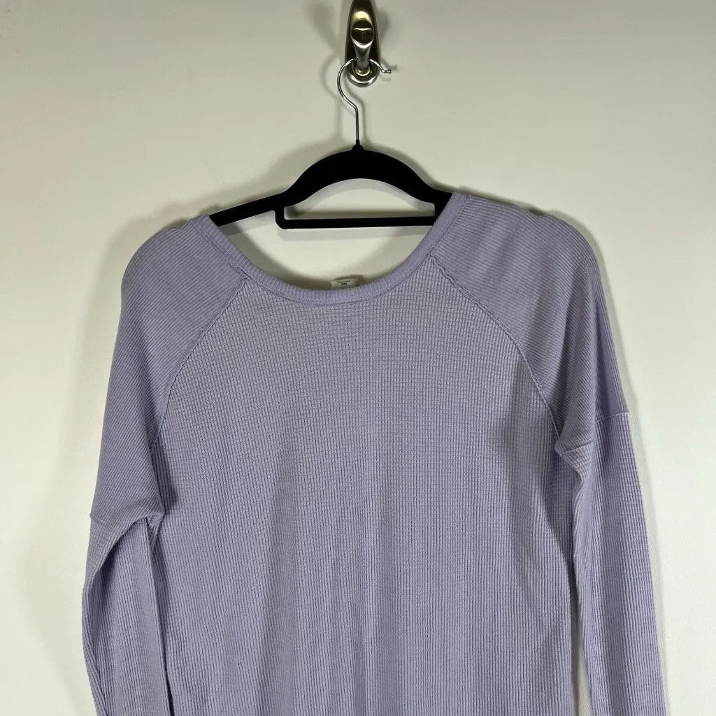 Aritzia TNA Size XXS‎ Alder Thermal Waffle Knit Long Sleeve Lilac Purple Casual - Image 11