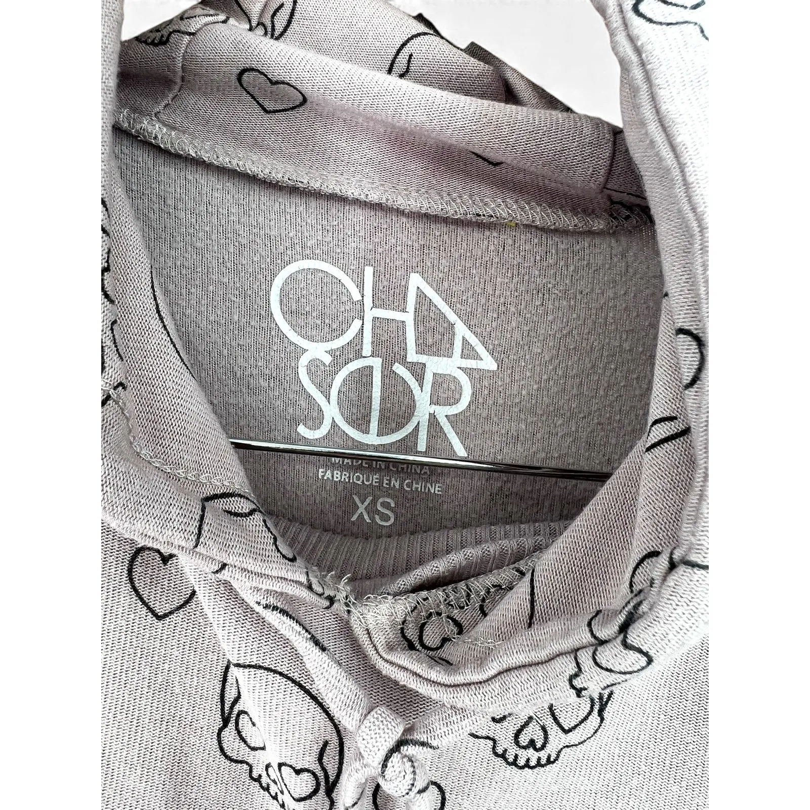 Chaser blush pink skull hearts hooded sweater + pant set lounge pajama matching - Image 6