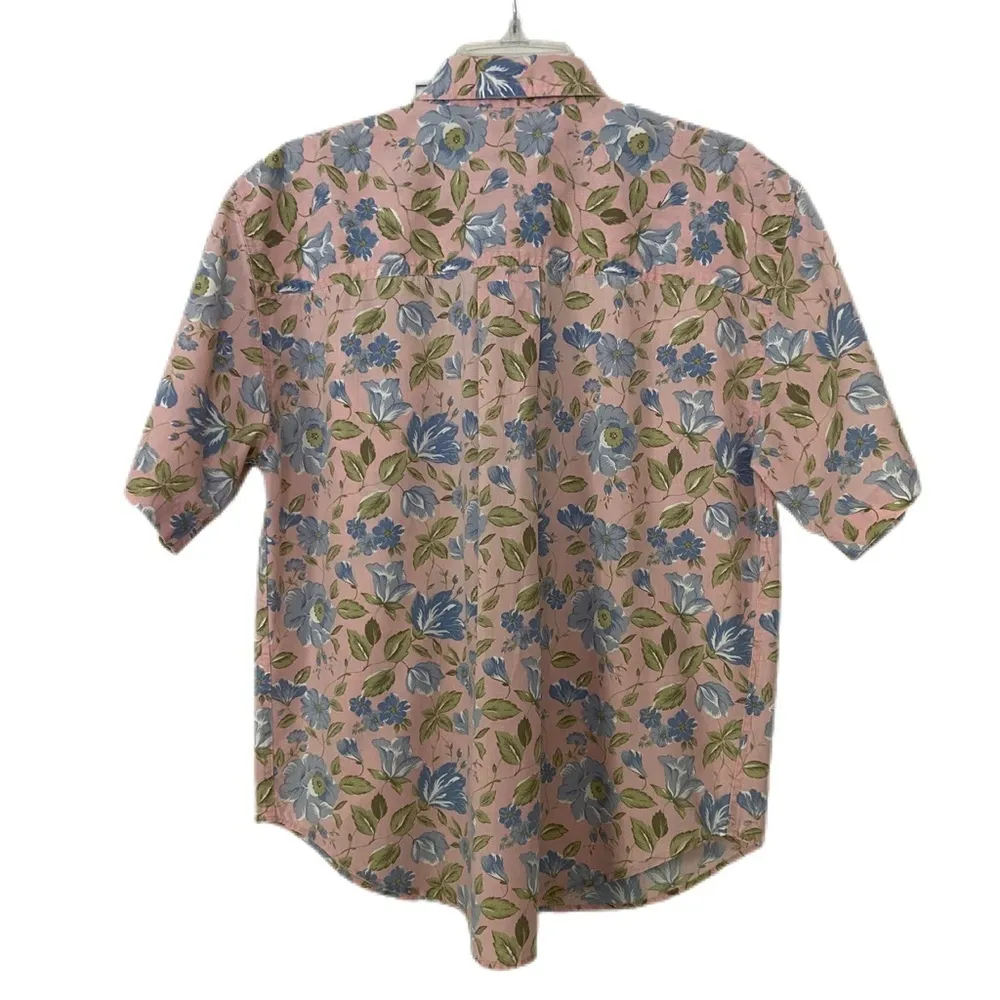Hasting & Smith Vintage Button Up Shirt Dusty Pink Floral Short Sleeve Size 14 - Image 3