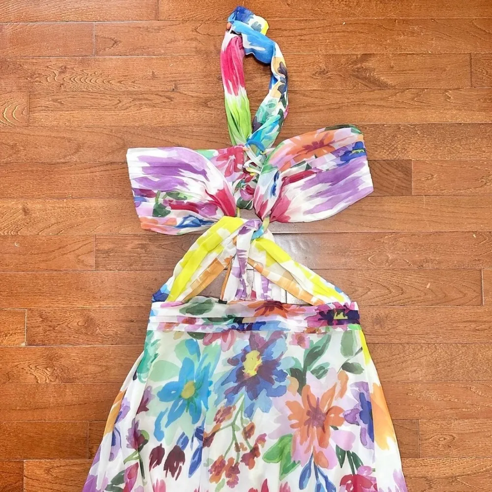 NWT PatBO Bloom Cutout Floral Maxi Dress Blue Size 4 - Image 7