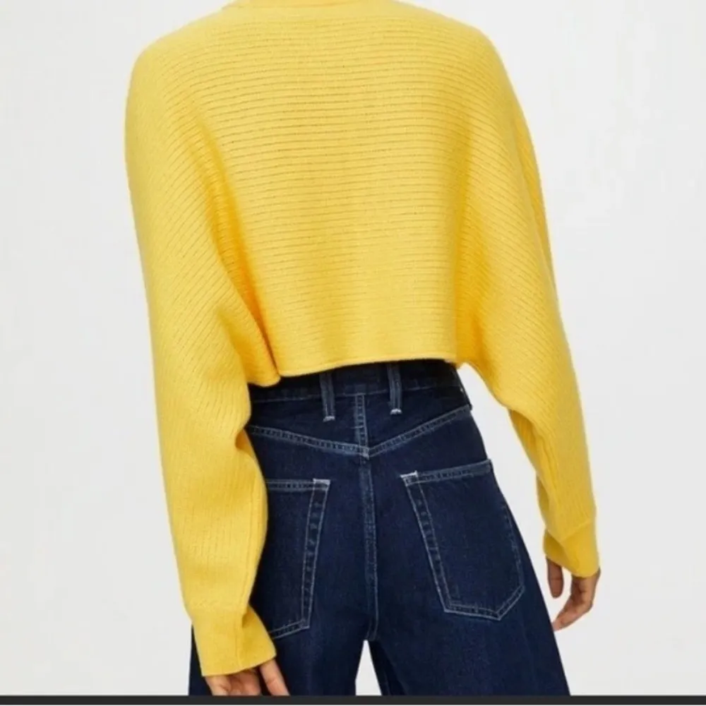 Wilfred Aritzia Yellow Lolan Cropped Ribbed Sweater Size Small Mustard Yellow - Image 3