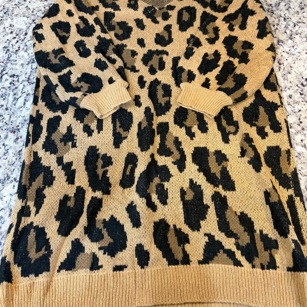 Umgee Black and Tan Leopard Print Sweater Dress - Image 6