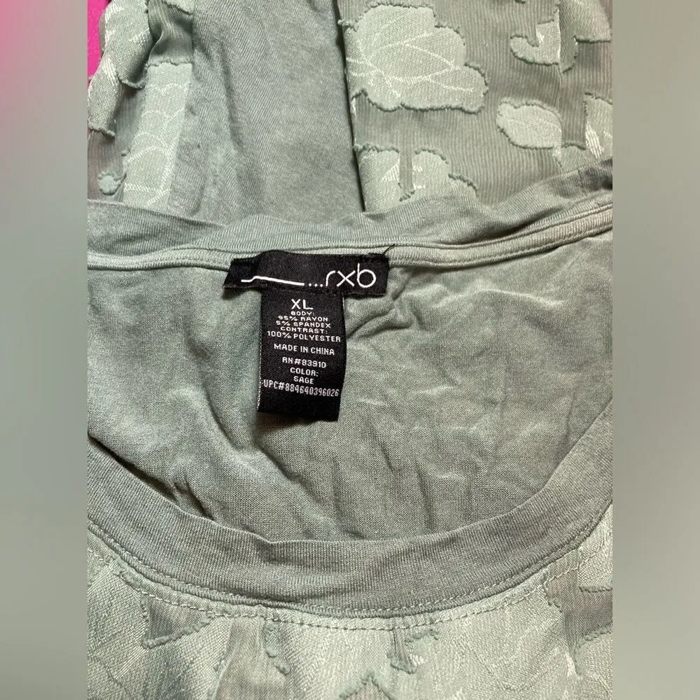 RXB sage green sheer floral overlay T - Image 2