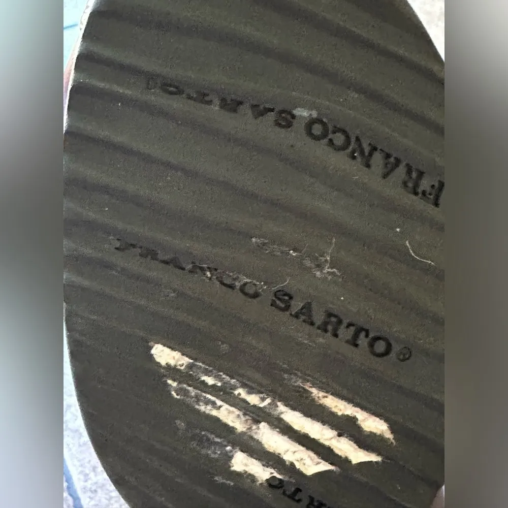 Franco Sarto Dark Brown Leather Pep Toe Wedge Shoe & Non Adjustable Trap… - Image 13