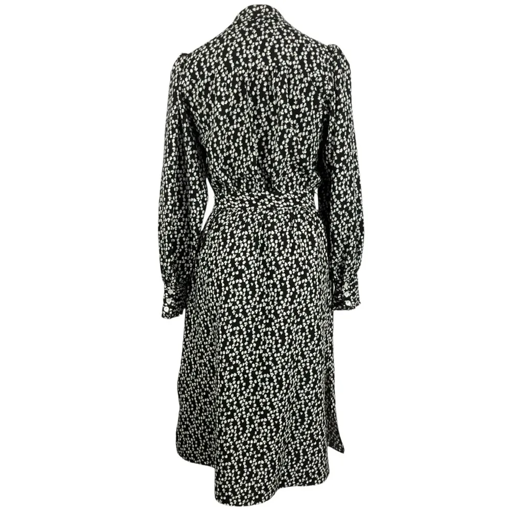 FRNCH Floral Print Black and White Midi Button Down Dress - Image 8