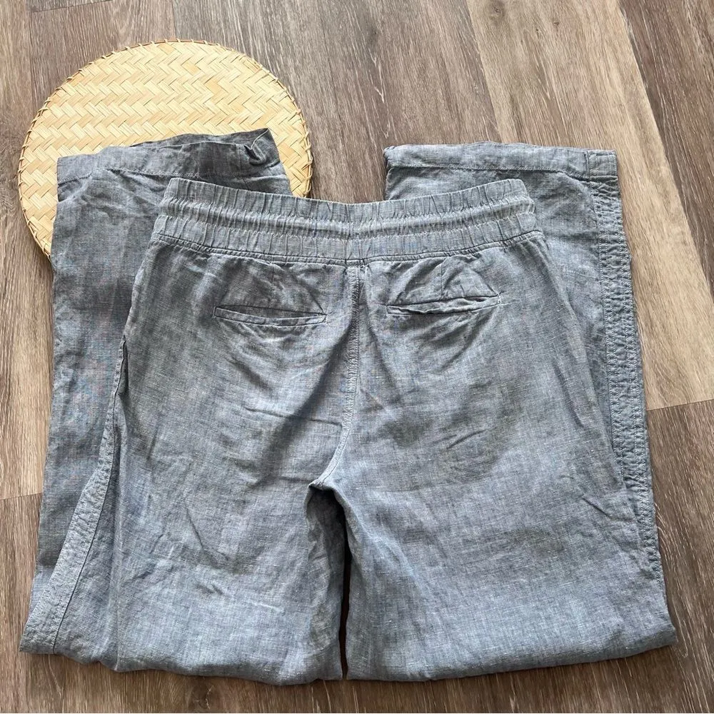 Athleta Cabo linen wide leg pants blue women’s‎ size 10 - Image 10