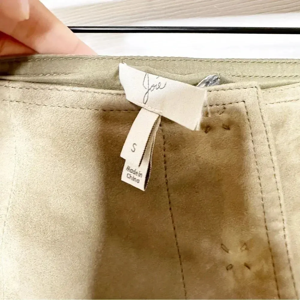 JOIE Soft 100% Suede Goat Leather Mylon Brown A-Line Skirt Boho‎ Size Small - Image 4