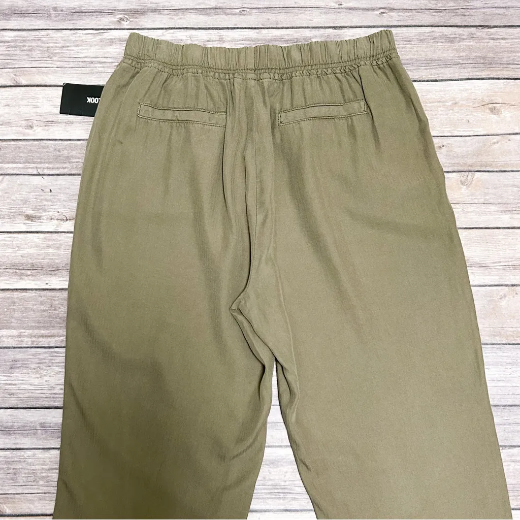Thread Supply Deep Moss Green Pull On Ankle Length Herringbone Tapered Pants NWT Size M - Image 7
