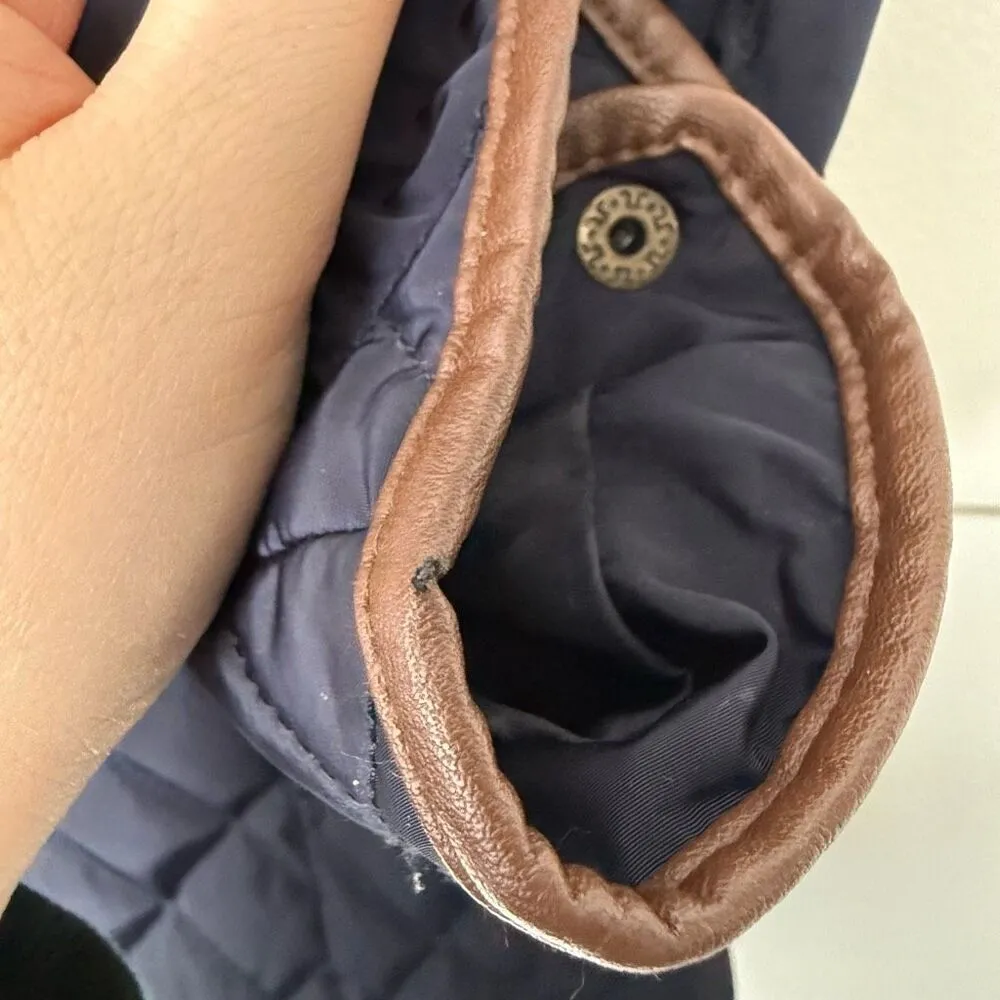 Lauren Ralph Lauren Women’s Extra Small Navy Quilted Faux Leather Trim Jacket Size XS - Image 6