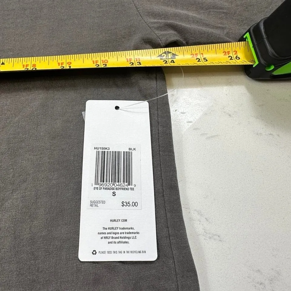 NWT Hurley Shirt Womens S Grey The Eye of The Paradise Boyfriend Tee - Image 3