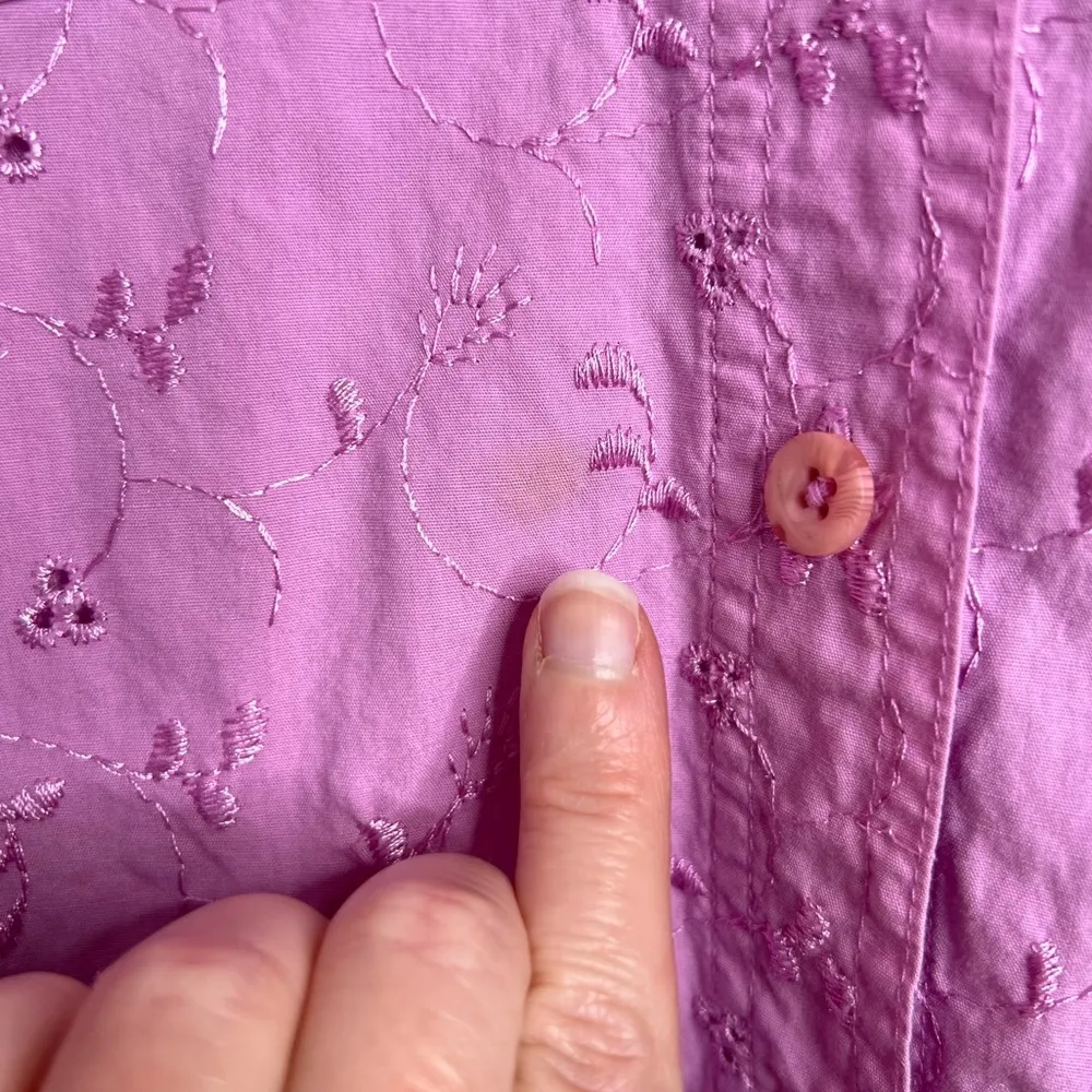 Vintage Denim & Co Floral Eyelet Embroidered Button Down Blouse Top Large Oversz - Image 2