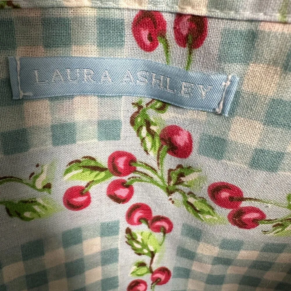 Laura Ashley Wicker Raffia Cherry Cottage Boho Tote Style Purse Beach Bag - Image 5