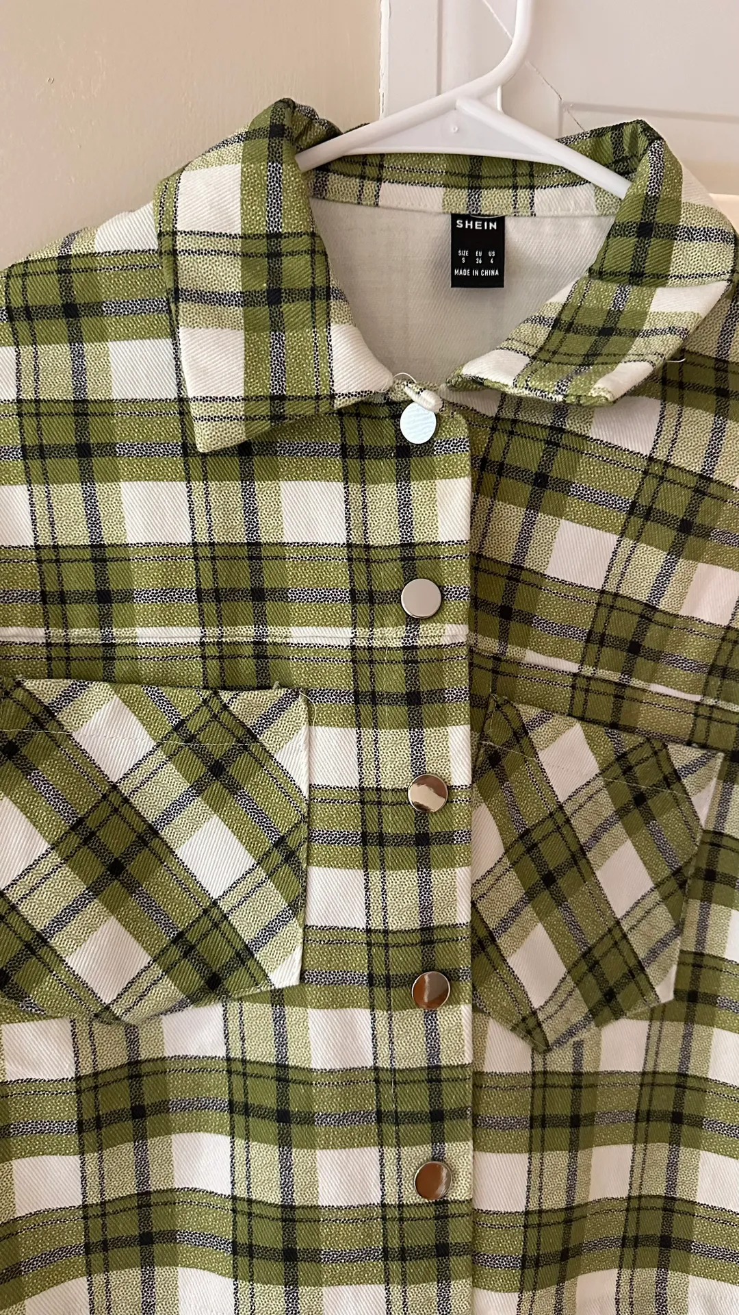 Green Crop Plaid Jacket - Image 2