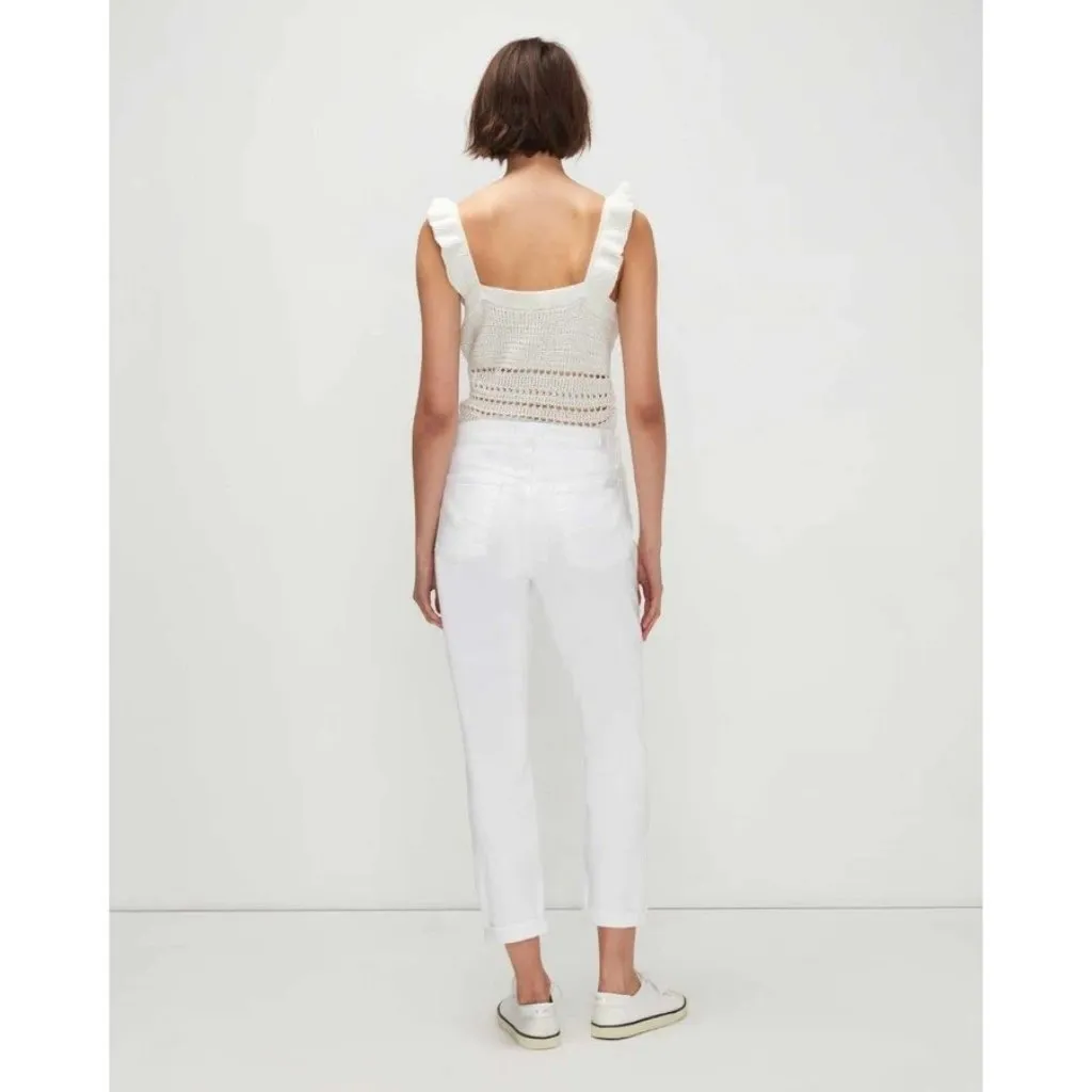 7 for All Mankind Josefina Boyfriend Jean Size 28 Broken Twill White New - Image 4
