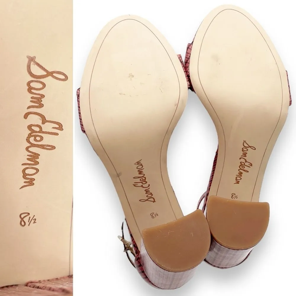 Sam Edelman Yaro Block Heel Ankle Strap Sandal Warm Pink Plaid Women’s Size 8.5 - Image 15