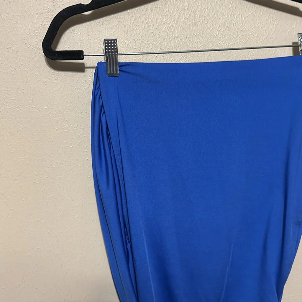 Revolve Superdown Jules Drape Blue Ruched Mini‎ Skirt Size Small - Image 4