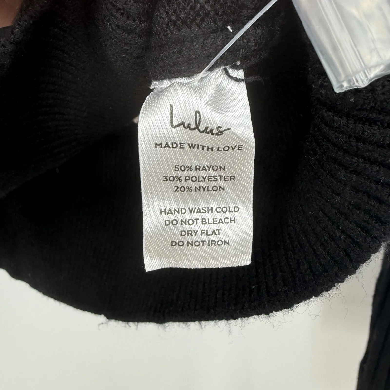 Lulus Black Ribbed Collared Button Up Cardigan Sweater Cream Trim Size M - Image 8