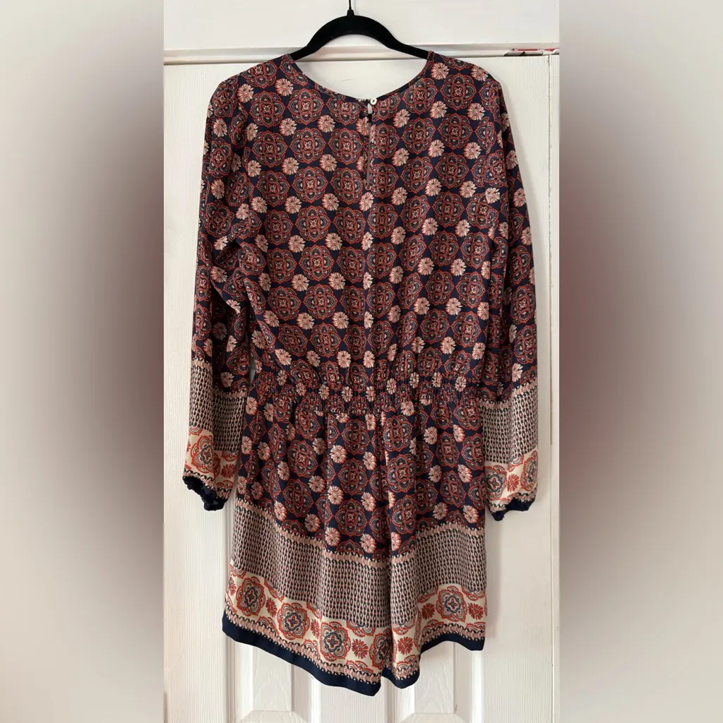 Daniel Rainn Navy and Orange Patterned Romper Size Medium‎ EUC - Image 3