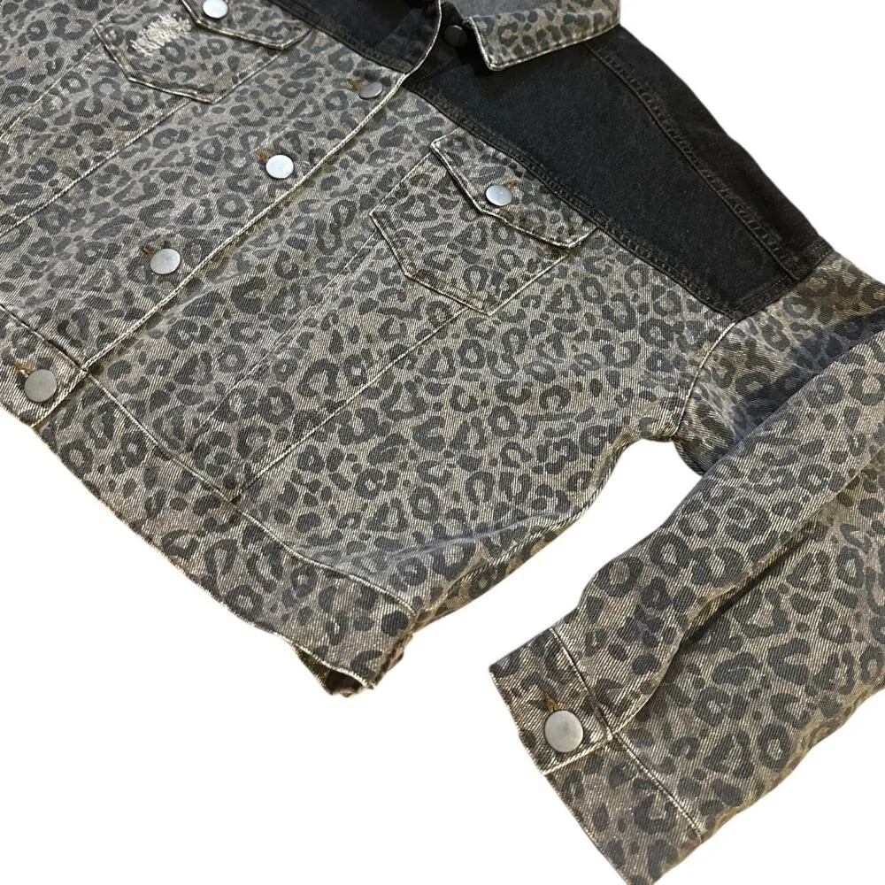 Cowgirl Leopard Crop Denim Jacket - Image 5