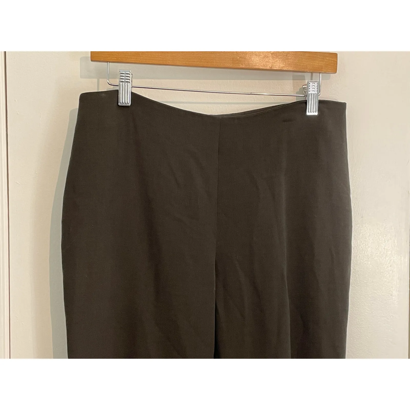 Akris Trouser Dress Pants Size 30 Brown Wool High Rise Tapered Leg Preppy Twee - Image 2