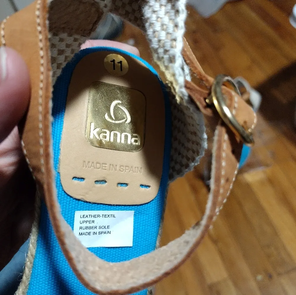 NWOT Kanna Esparto Wedge Hellas Shoes Blue Size 11 - Image 5