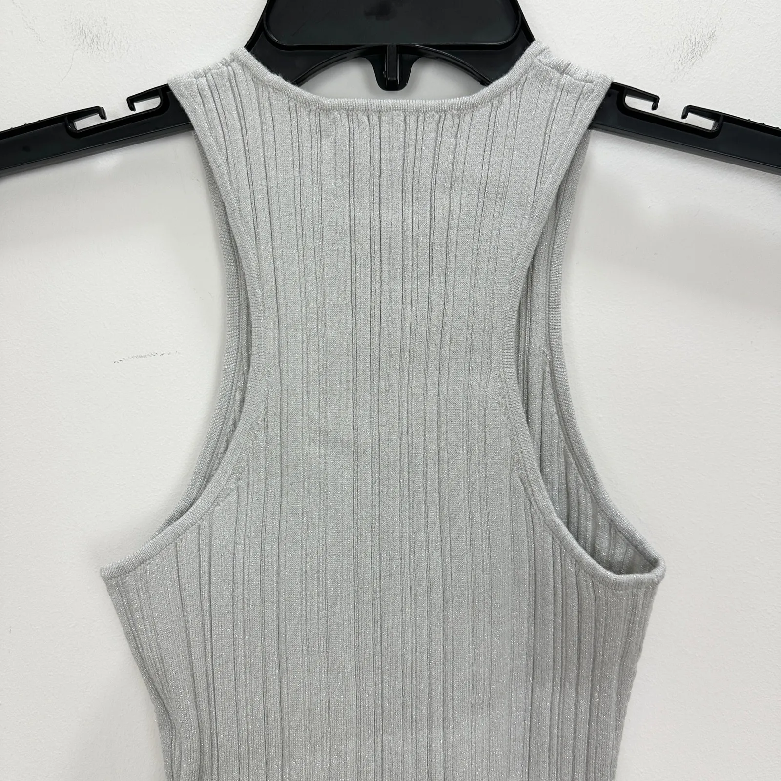 Madewell The Signature Shimmer Knit Cutaway Sweater Tank Ribbed Gray XXS NWT - Image 12