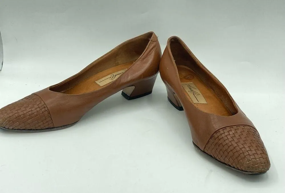 Amalfi Simpson Horsebit Basket weave brown leather Loafers slip on dress casual Size 7 - Image 5