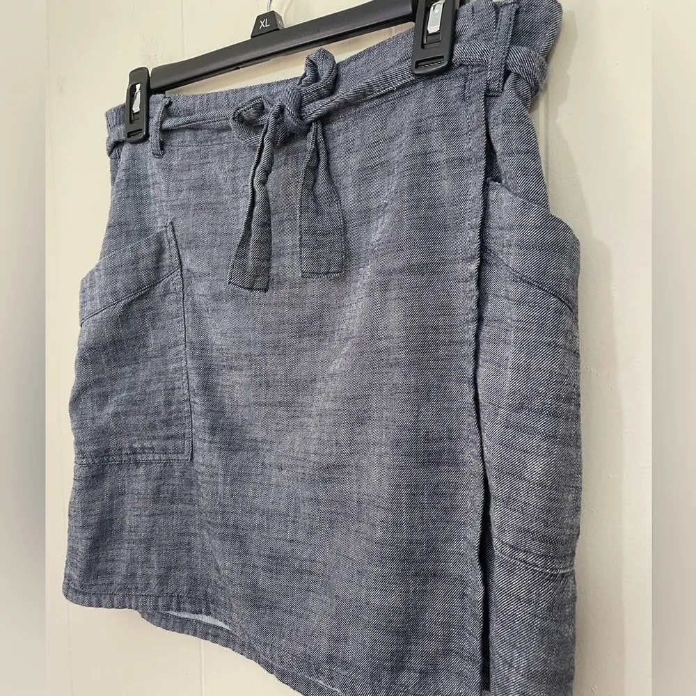 Gap True Wrap Skirt Indigo Blue Cotton Straight Short Pockets ~ Women’s Size M - Image 9