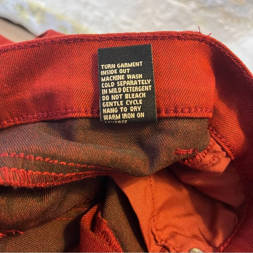 DG2 Diane Gilman Stretch Embroidered Patched Skinny Jeans, Wine Size 6 TALL New! - Image 9