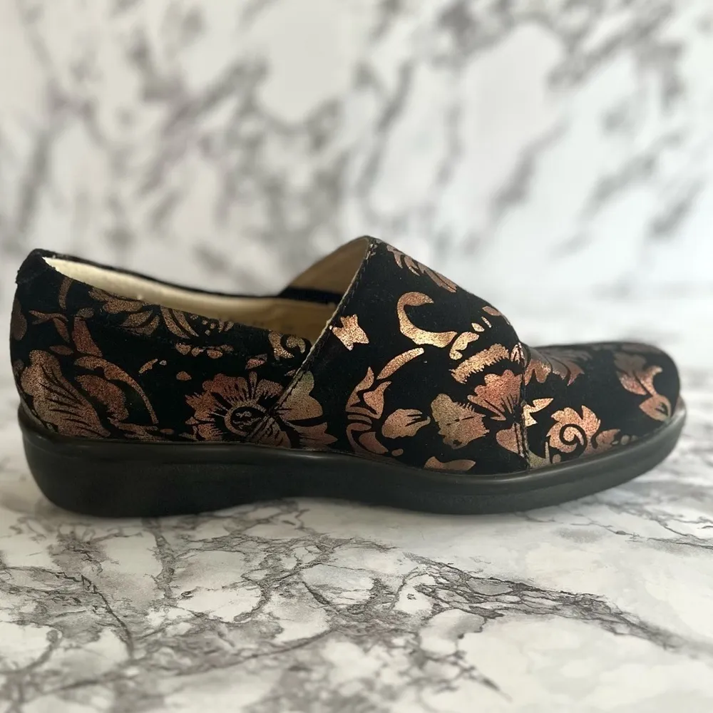 Algeria by DG Lite Lauryn Regal Clogs Suede Black Copper Wedge 8.5/EU 39 Preppy - Image 6