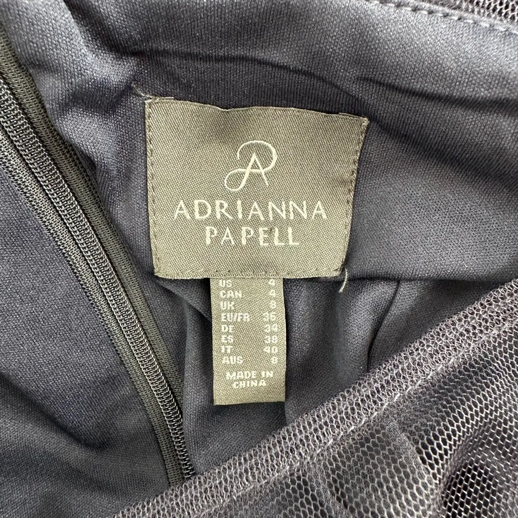 Adrianna Papell Draped Crepe Illusion Dress size 4 in Midnight Navy Sleeveless - Image 10