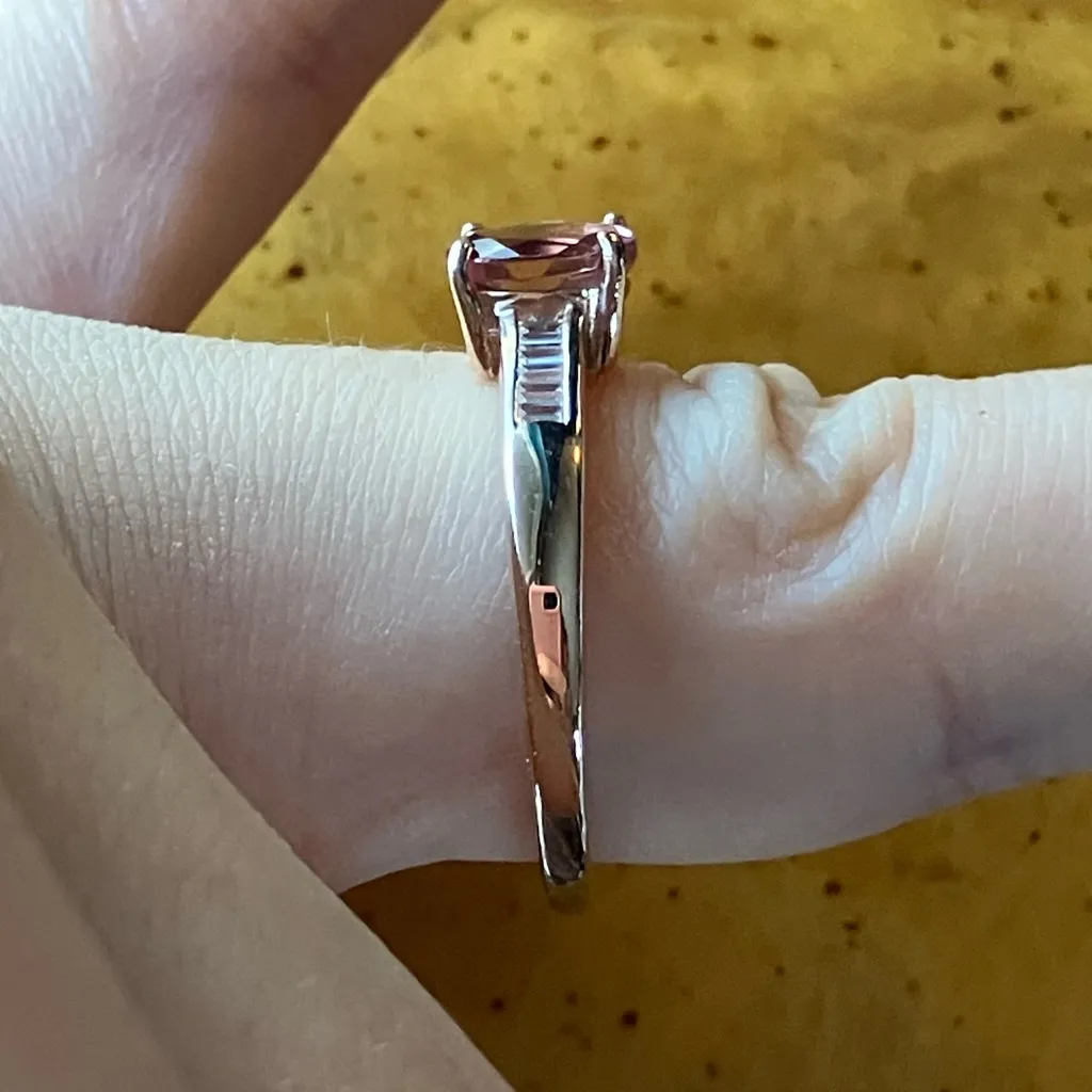 Rose Apatite Moissanite Sterling Silver Ring Size 8.25 Pink - Image 3