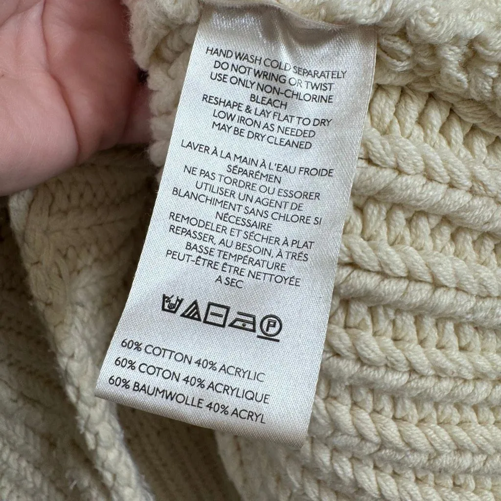 Free People My Only Sunshine Ivory Cream Chunky Open Knit Sweater Size Large - Image 6