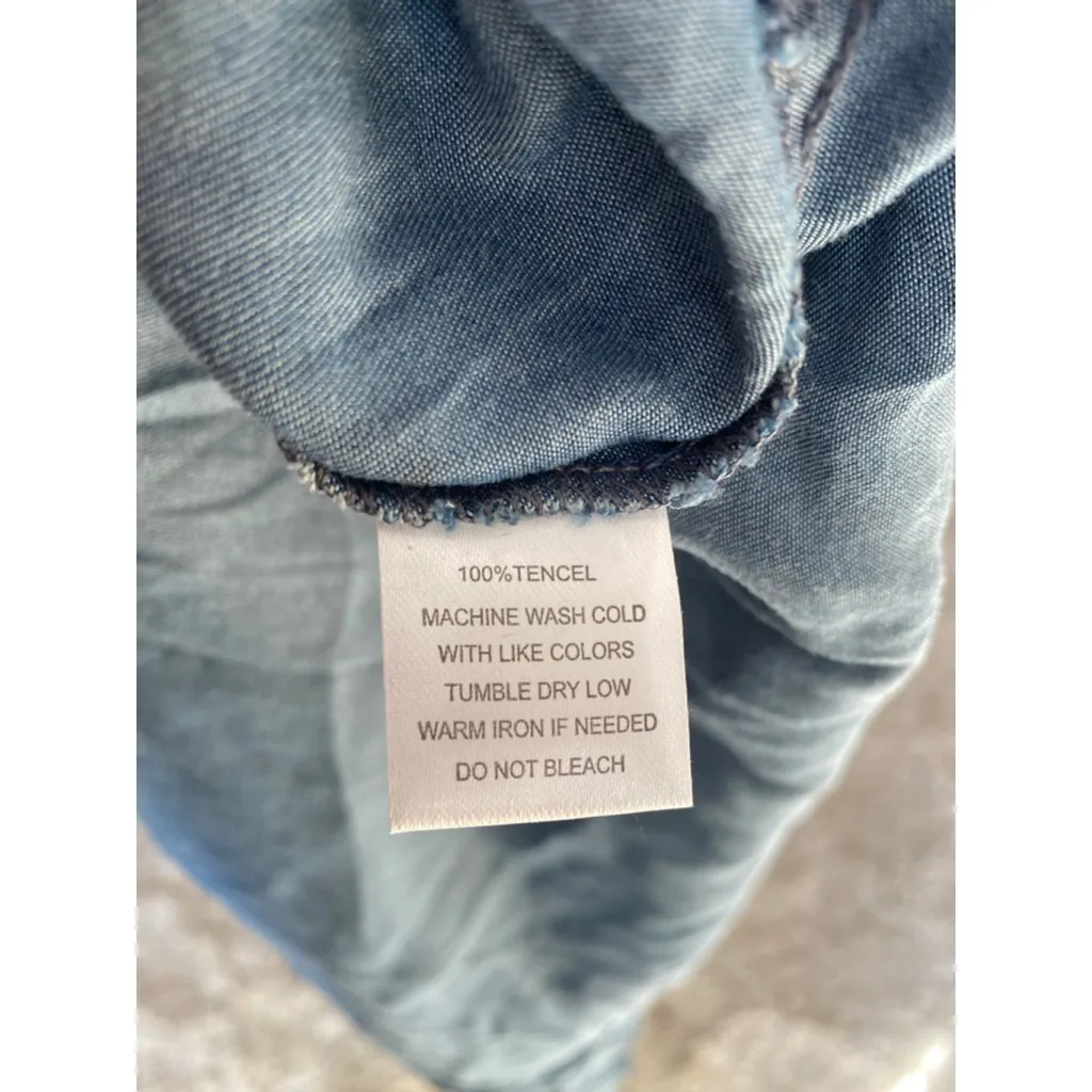 Indigo Rose Smocked Denim Midi Dress Blue Puff Sleeve Cottagecore Prairie Boho L Size L - Image 7