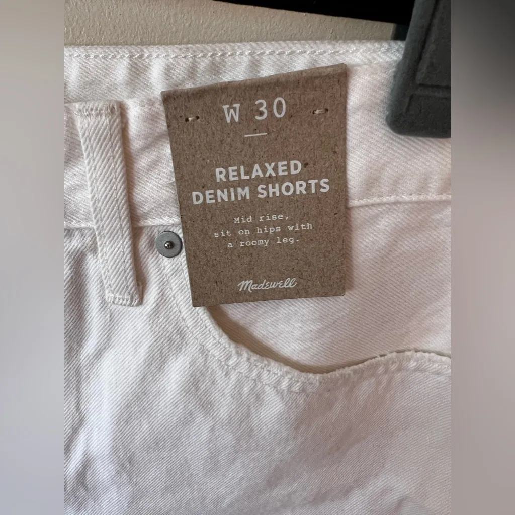Madewell Relaxed White Denim Women’s NWT‎ Jean Shorts Size 30 - Image 5