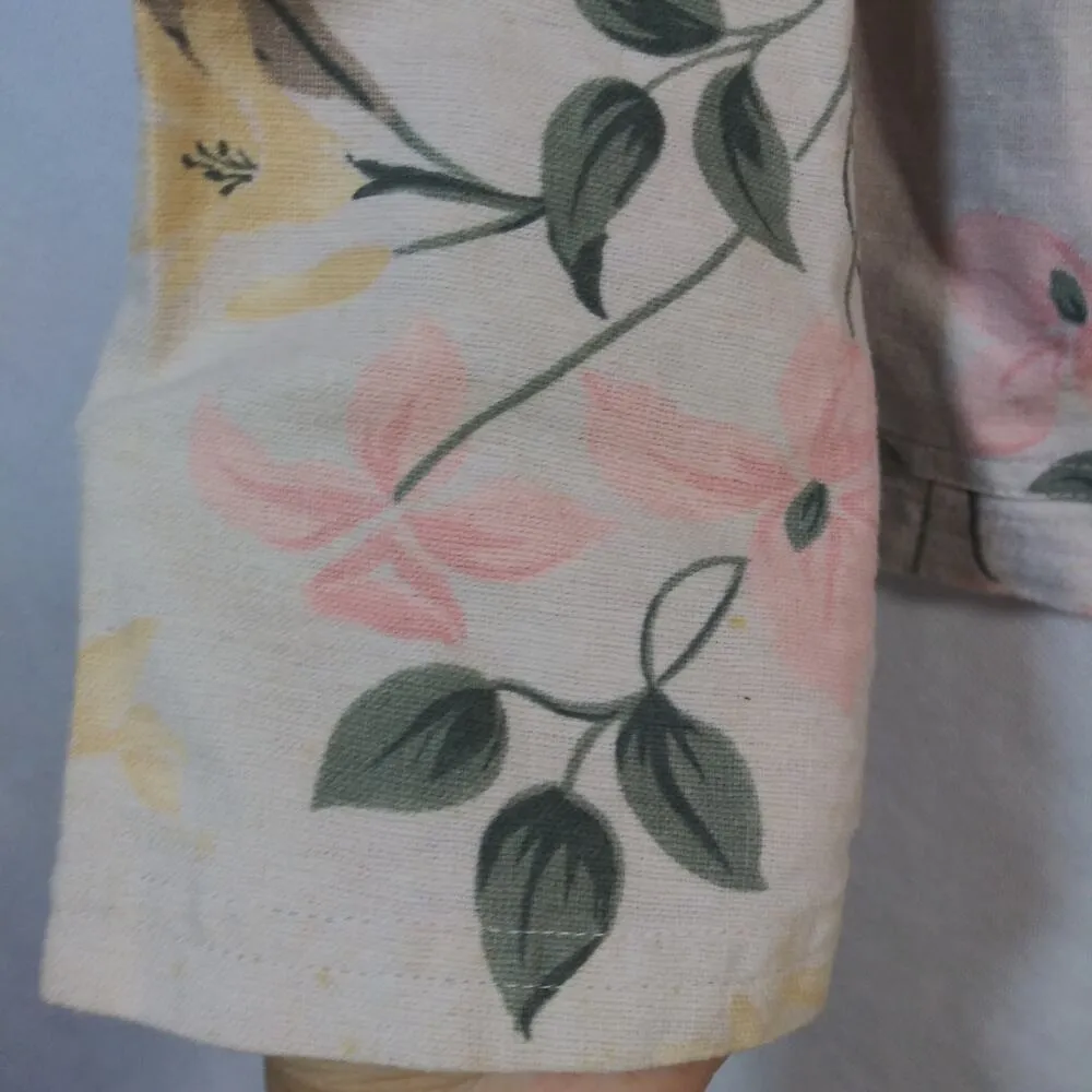 Erika & Co Vintage Neutral Floral Linen Jacket Shacket Cottage Size M - Image 8