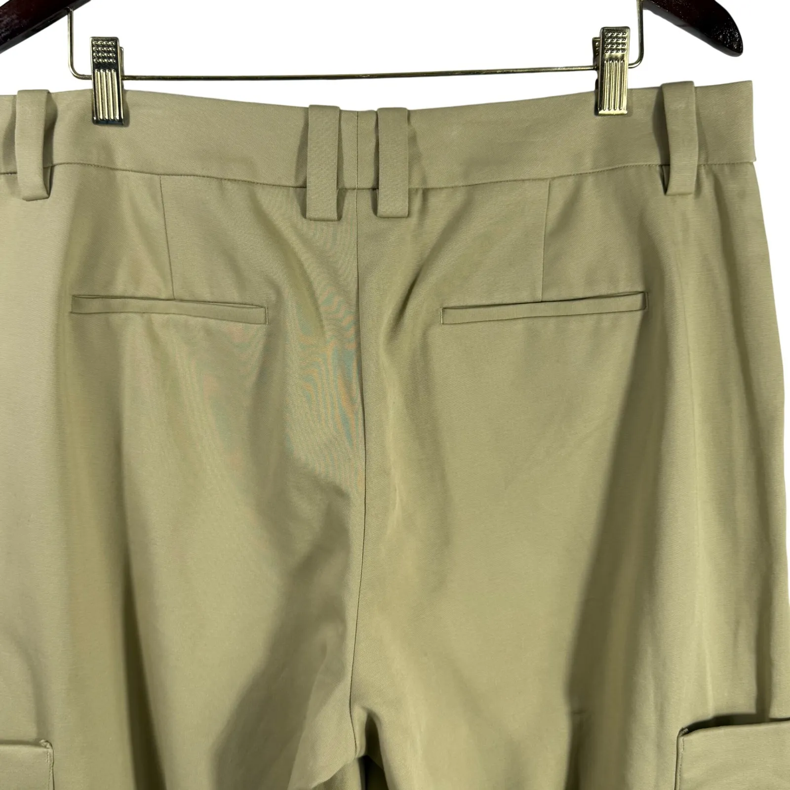 Vince Women's Cropped Cargo Pants 14 NWT Khaki Green Cotton Stretch Utility - Image 14