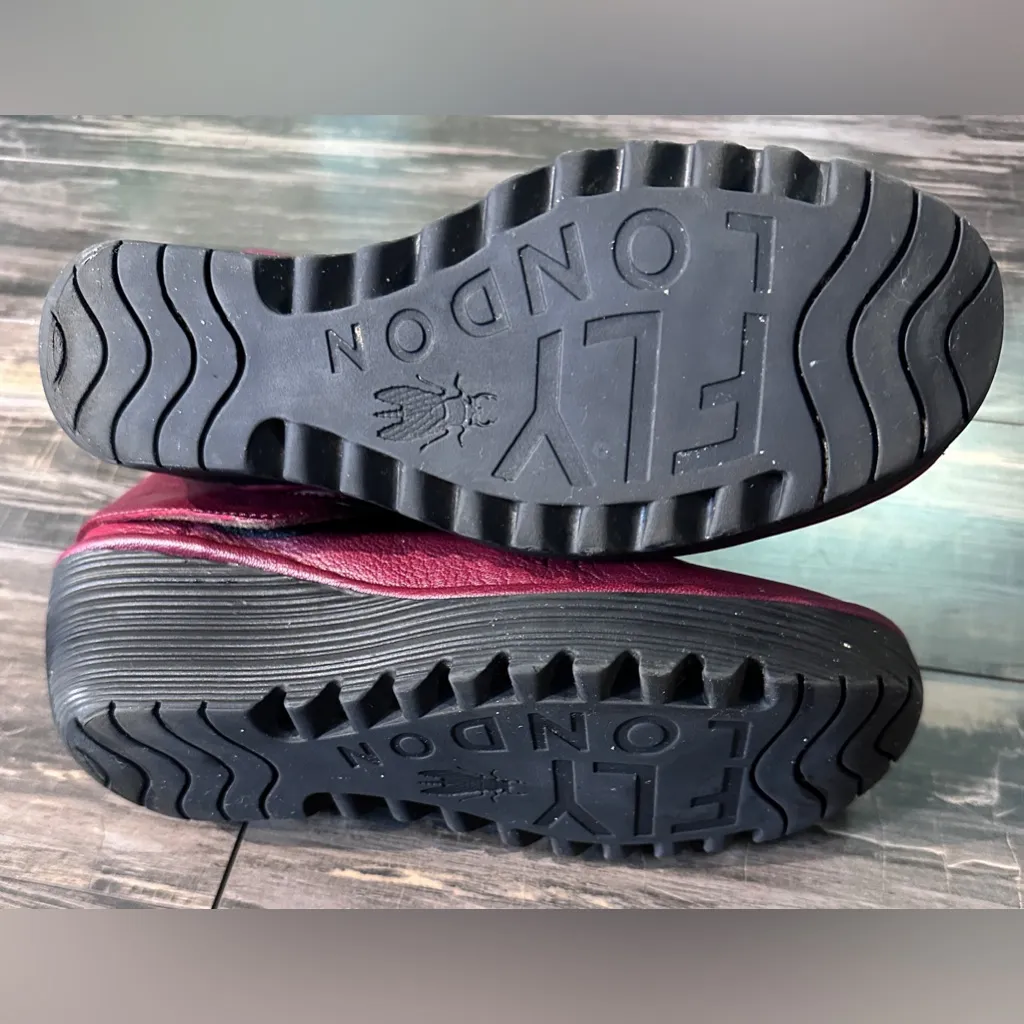 Fly London Yogi Red Leather Strap Wedge Ankle Boots Bootie Women‎ Sz 9.5 US - Image 8