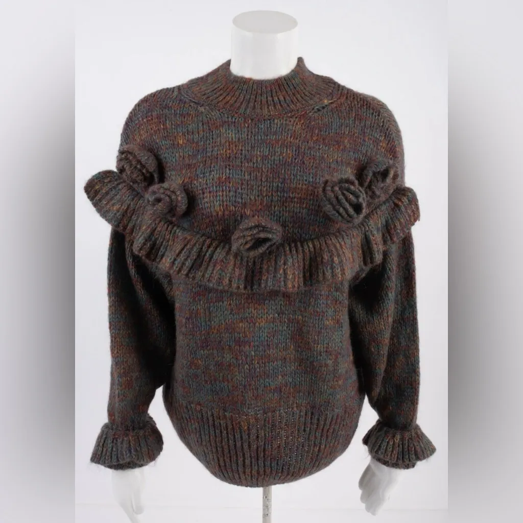 Zara Multicolor Sweater with Ruffle Detail - Image 3