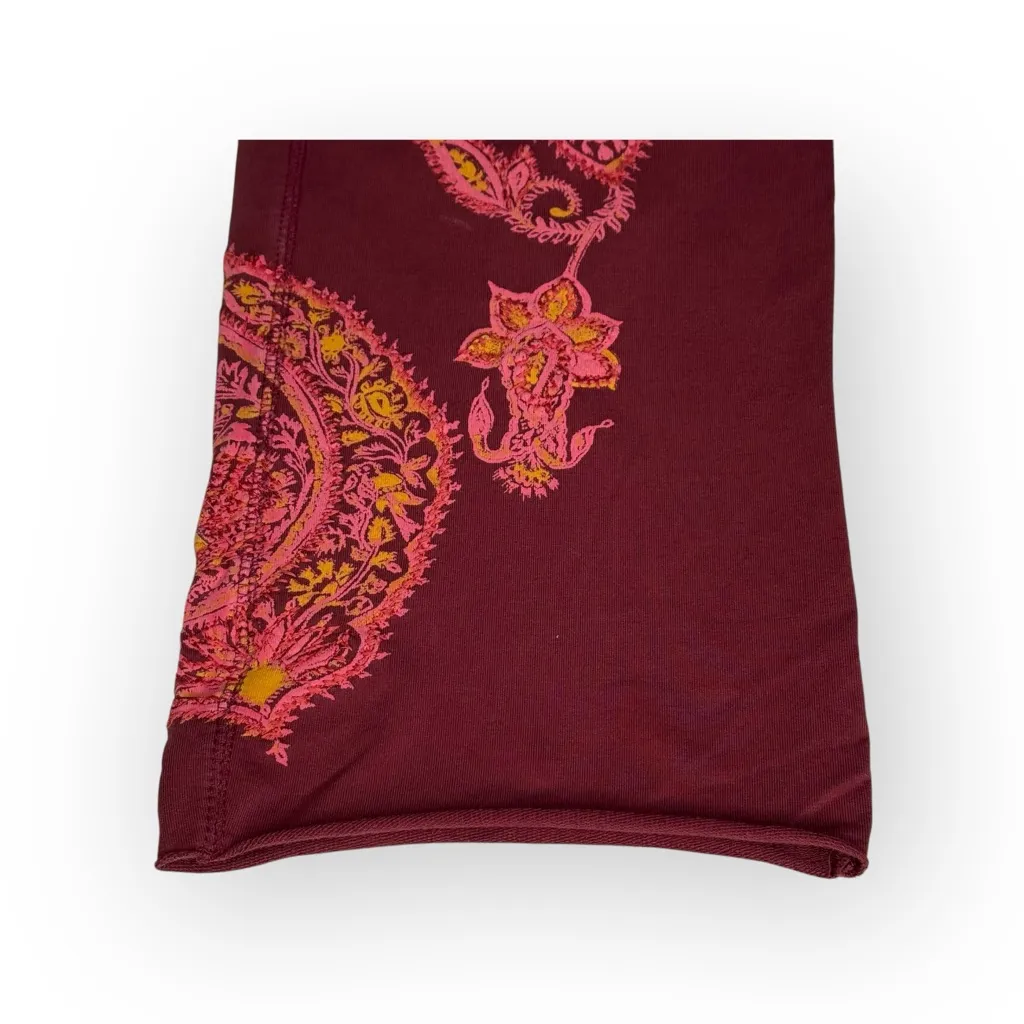 Y2K: new Lucky Brand 𖥚 Embroidered Floral Mandala Crop Sweatpants 𖥚 Wine 𖥚 XS 𖥚 - Image 5